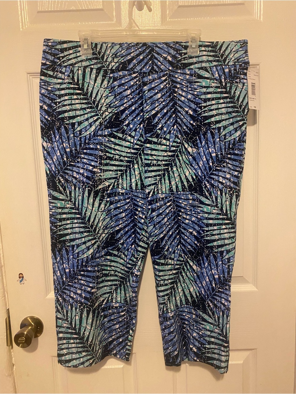 Womens NTouch Blue & Teal Palm-Print Capri Bottoms